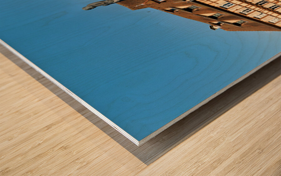 Timber framed houses and fountain in Petite Venise Colmar France Wood print