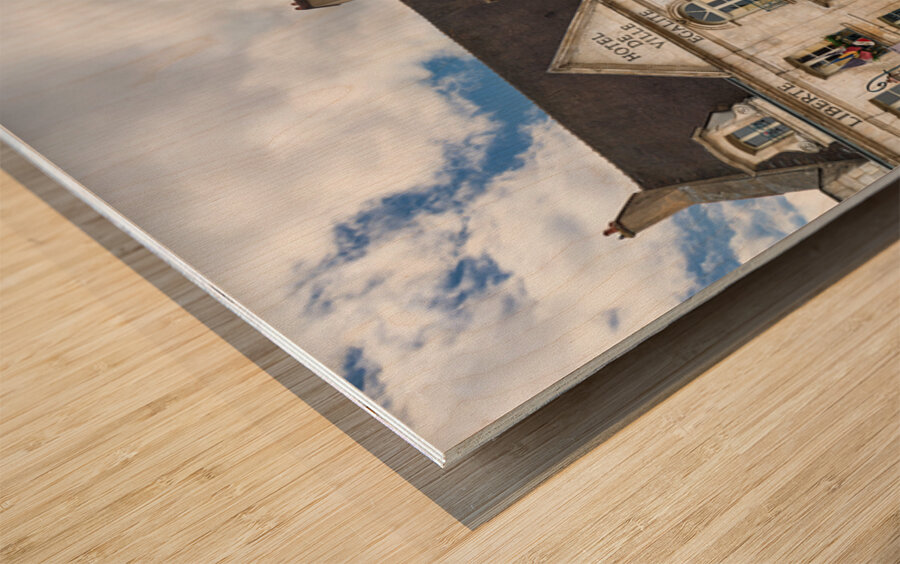 Town hall and astronomical clock in Auxerre Bourgogne France Wood print