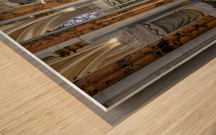 Visit to the large altar in Chartres Cathedral in France Wood print