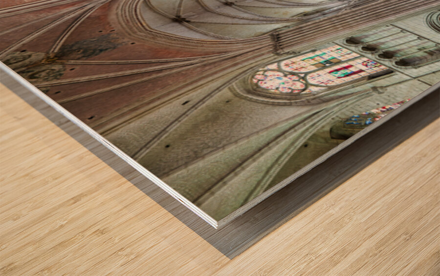 View inside Auxerre Cathedral Saint Etienne in Burgundy France Wood print