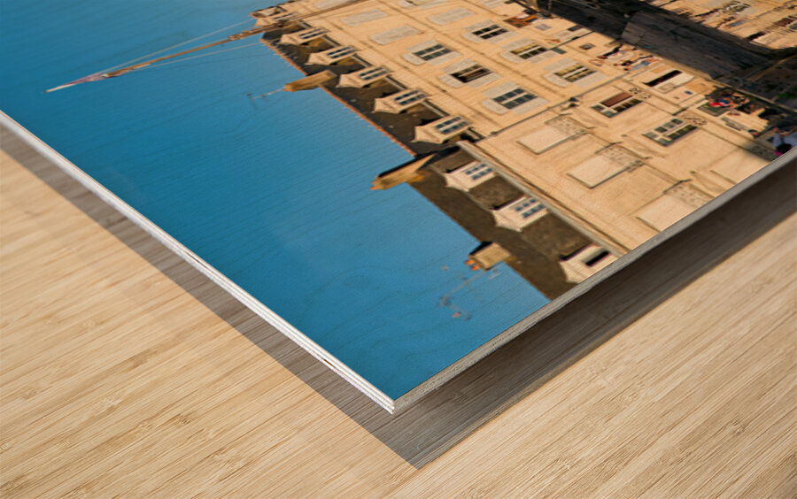 Boats moored at the port of Vannes in Brittany France during day Wood print