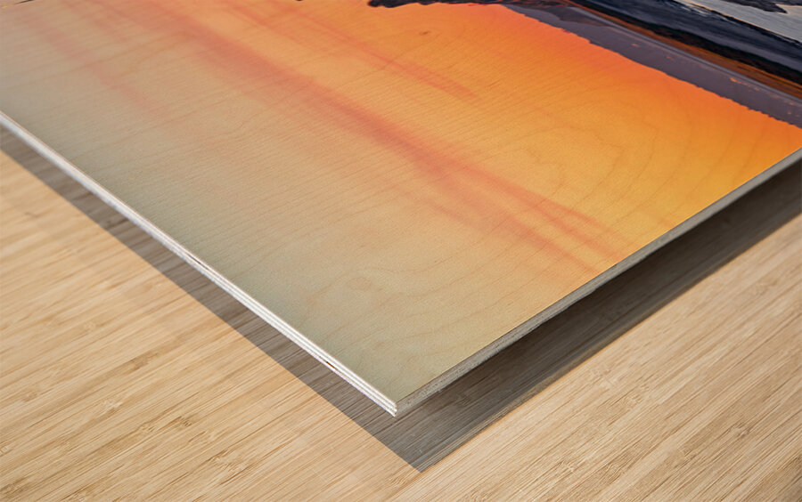 Mont Saint Michel in Normandy at dusk with river and landscape Wood print