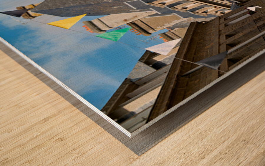 Busy streets in old town of Saint Malo in Brittany France Wood print