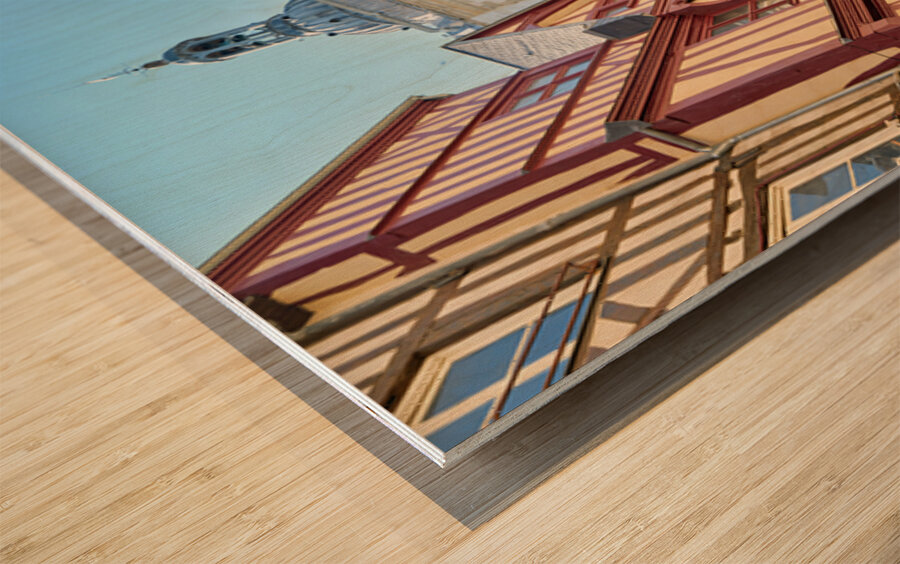 Walking in Rouen near Le Gros Horloge clock in Normandy France Wood print