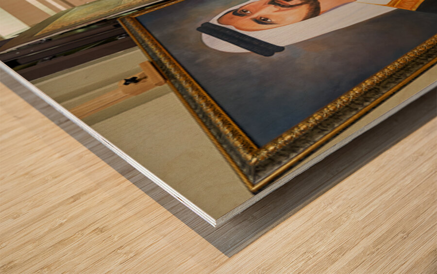 Middle Eastern art fills an art gallery in Dubai UAE Wood print