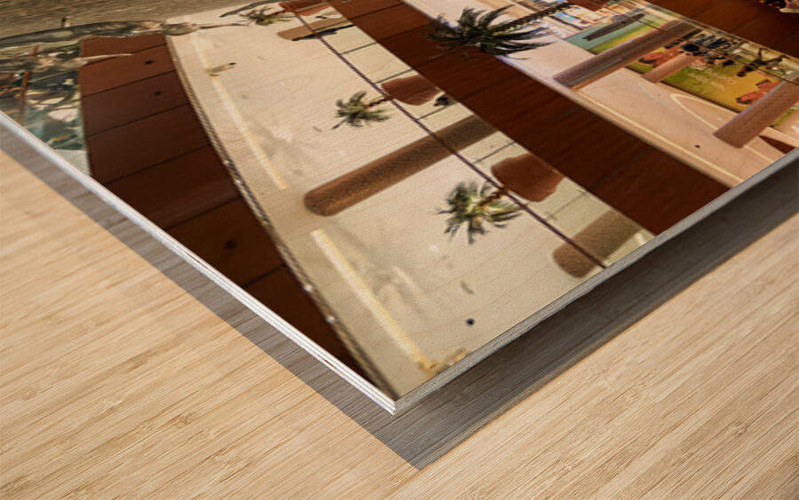 Diving figures at Dubai Mall waterfall attract many visitors Wood print