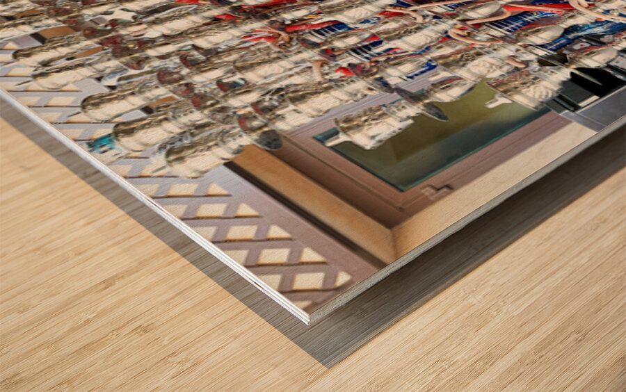 Display of hookahs for sale in Dubai cafe with many options Wood print