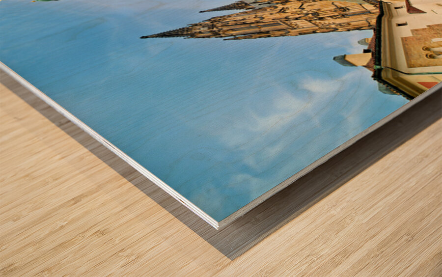 Majestic St. Vitus Cathedral Prague under a blue sky. Wood print