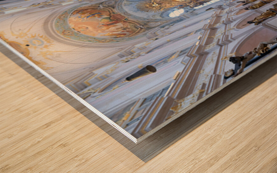 People explore the interior of St Wood print