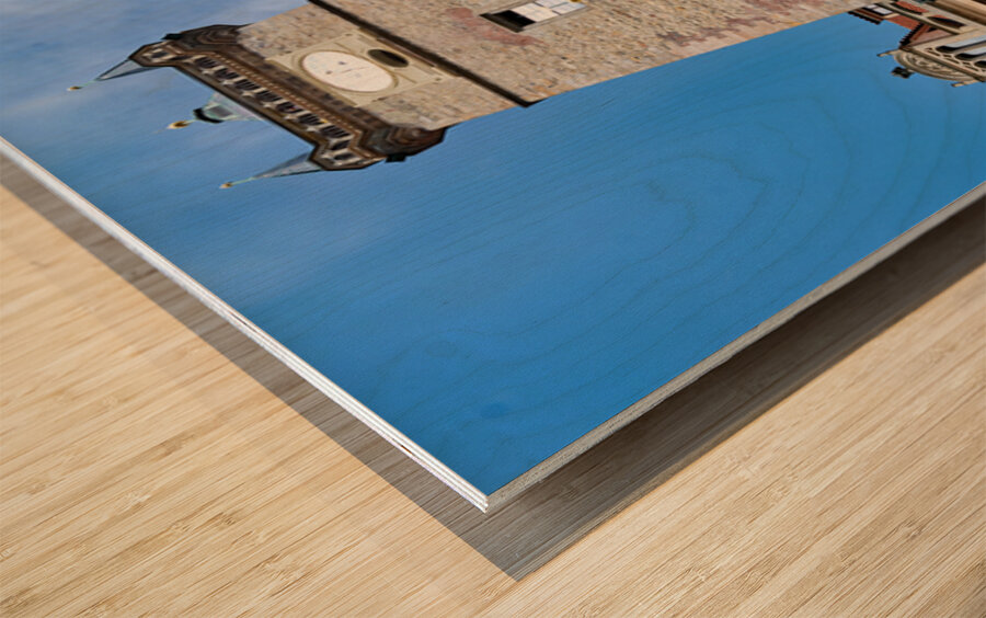 Historic Prague Astronomical Clock on Old Town Hall Tower. Wood print