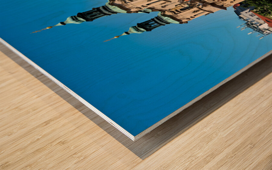 Pragues Old Town Square with St. Nicholas Church and Jan Hus Mo Wood print