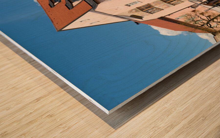 Outdoor dining at restaurants along the Romantic Road in Bavaria Wood print