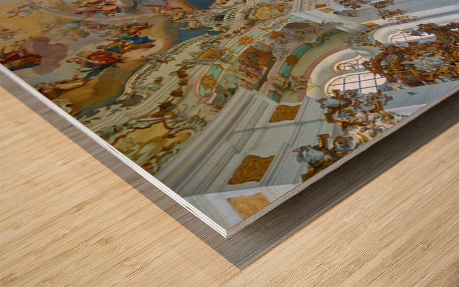 Visit to Wieskirche along the Romantic Road in Bavaria Germany Wood print