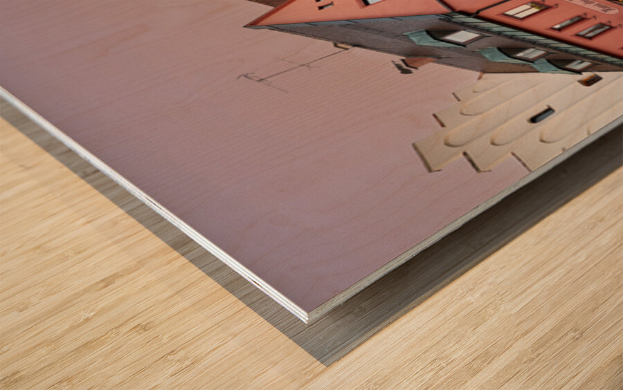 Streets of Fussen on the Romantic Road at dusk Wood print