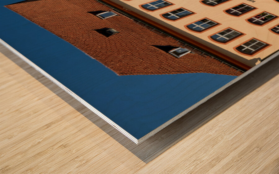 Visitors enjoy main square of Landsberg am Lech in Bavaria Germa Wood print