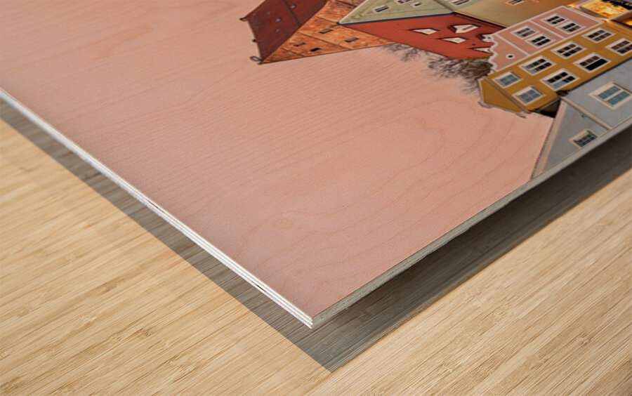 Exploring Hauptplatz square in Landsberg am Lech on the Romantic Wood print