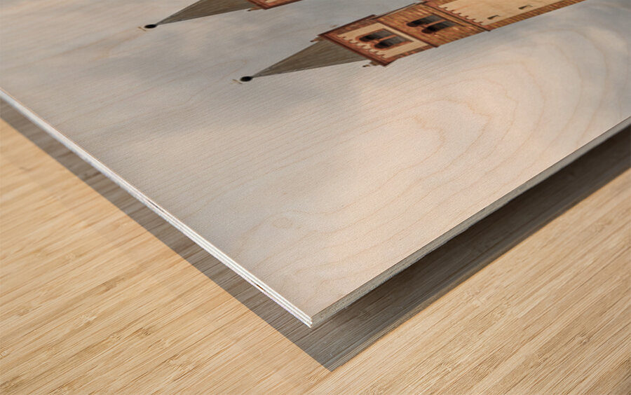 Visitors explore Wurzburger Dom Cathedral in Bavaria Germany Wood print