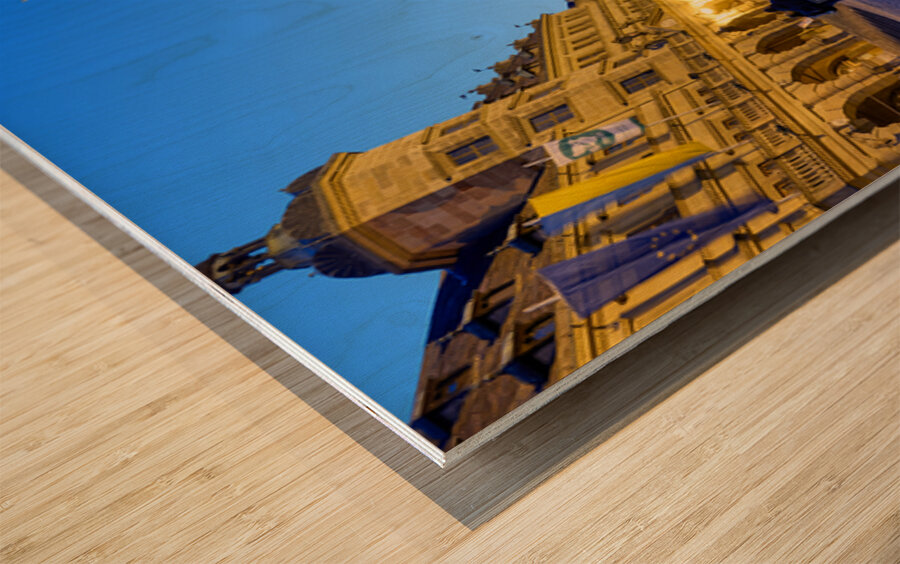 Market square at sunset in Rothenburg ob der Tauber Germany Wood print