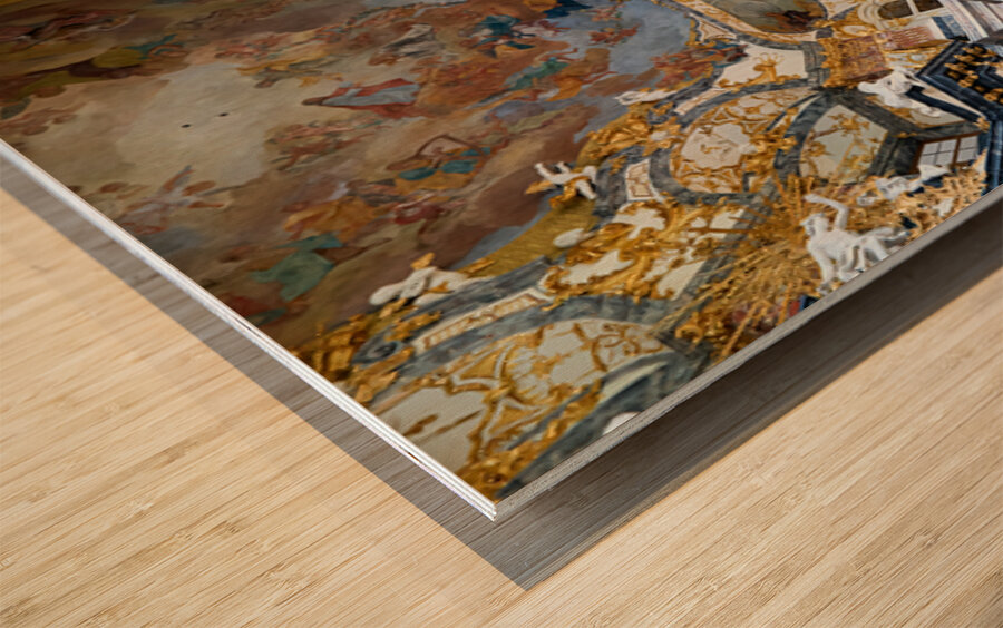 Hofkirche displays ornate architecture and grand artwork in Wurz Wood print