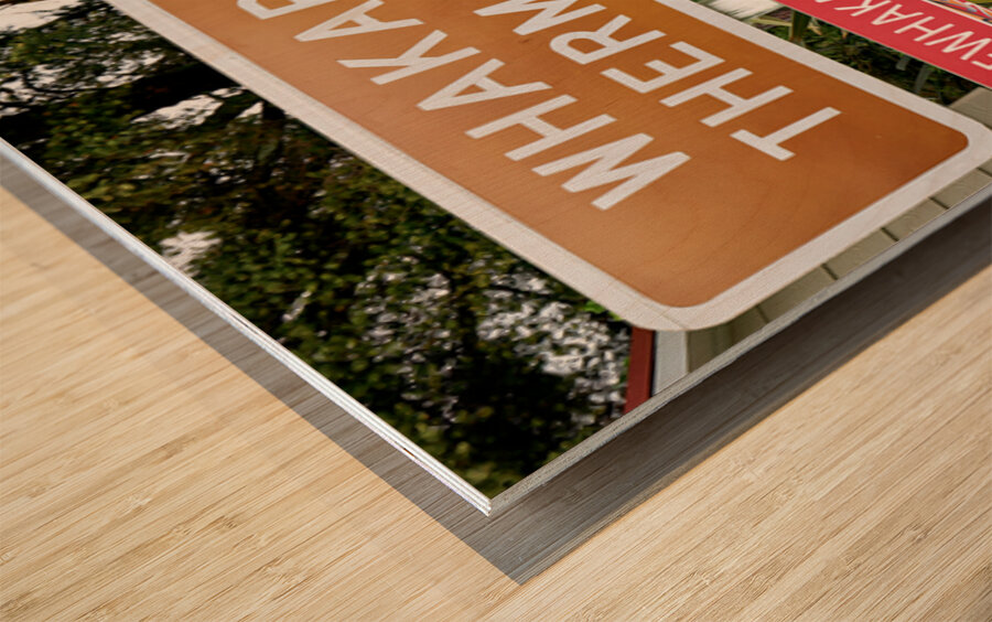 Whakarewarewa thermal village entrance in Rotorua New Zealand Wood print