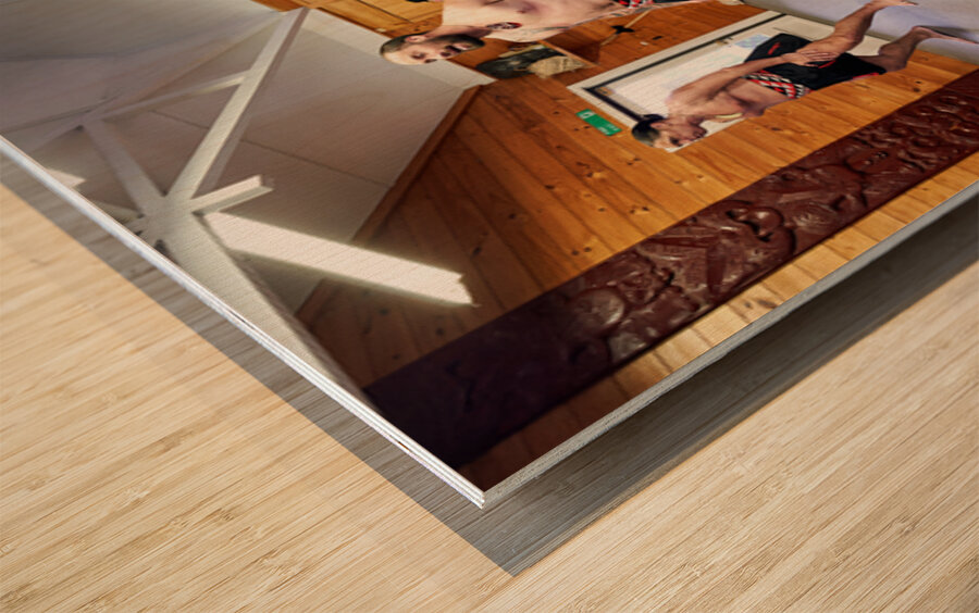 Haka dance at Whakarewarewa Maori Village Rotorua Wood print