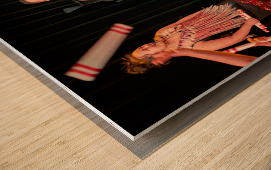 Maori haka dance performance in Auckland New Zealand Wood print