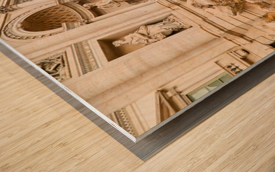 Visitors gather at Trevi Fountain in Rome Lazio Italy during the Wood print