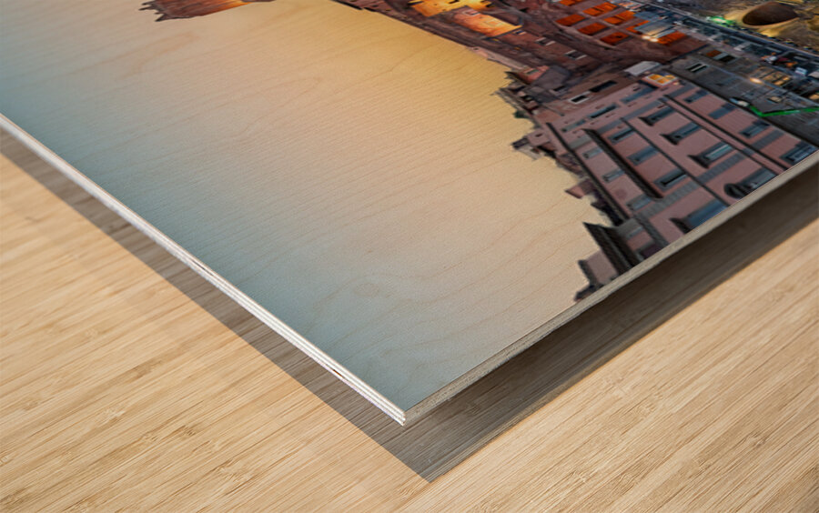 Trajans Market in Rome during sunset at Fori Imperiali Wood print