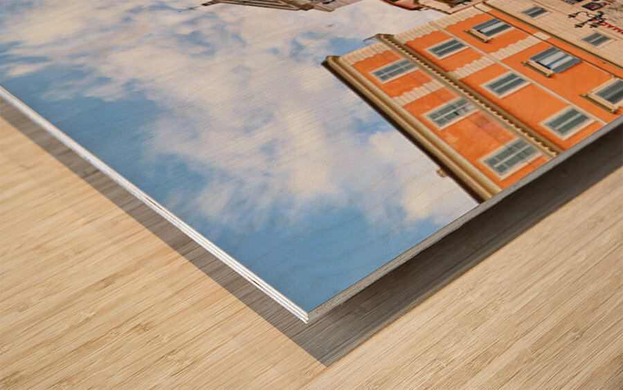 Crowd enjoys the lively atmosphere at Trevi Fountain in Rome Wood print