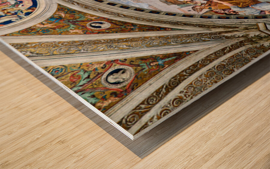 Frescoes in raphael rooms at vatican museums in rome italy Wood print