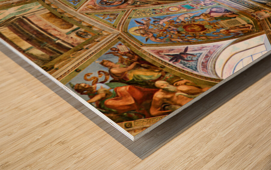 Frescoes in raphael rooms at the vatican museums in rome Wood print