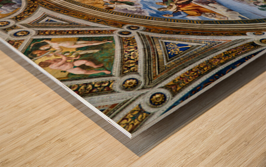 Frescoes of Raphael rooms at Vatican Museums in Rome Wood print