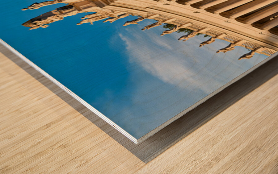 Tourists waiting in line to enter Saint Peters Basilica in Rome Wood print