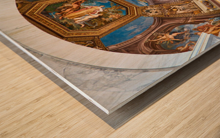 Visitors explore art and history at Vatican Museums Wood print