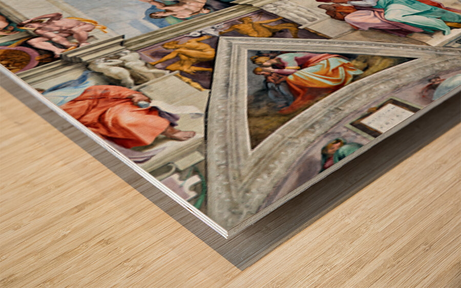 Famous ceiling of Sistine Chapel in Vatican Museums in Rome Wood print