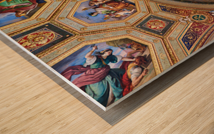 Frescoes in the raphael rooms at vatican museums in rome Wood print
