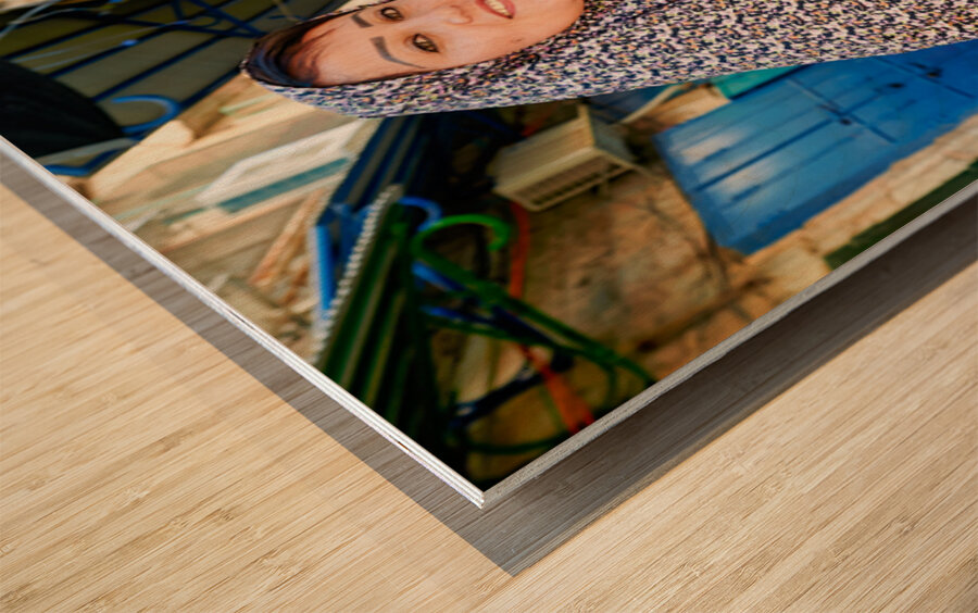Portrait of a woman in Jerusalem Israel walking on a street Wood print