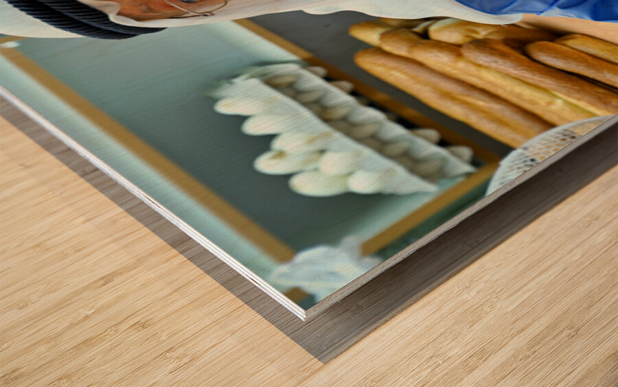 Baker working in the souq of the old city in Jerusalem Israel Wood print