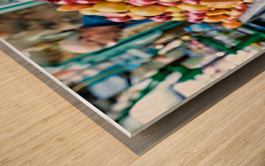 Fresh fruit stall in old city of Jerusalem filled with colorful  Wood print