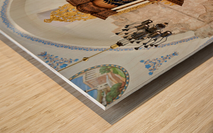 Hurva Synagogue in Jerusalem with visitors and a Torah Ark Wood print