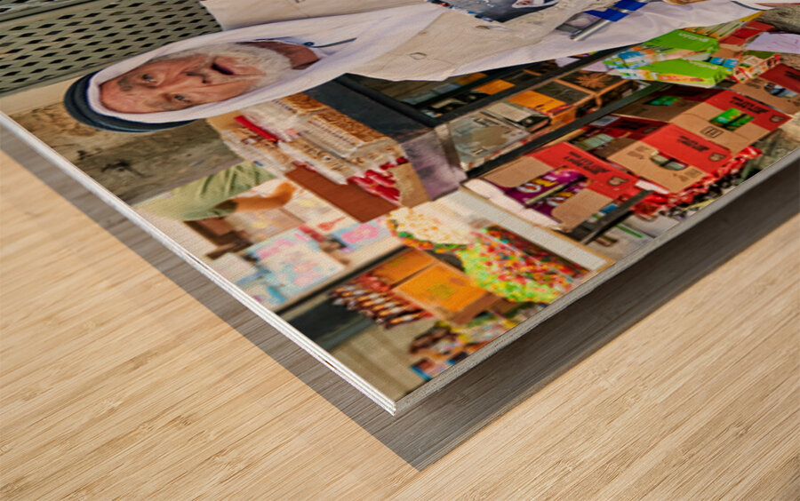 Beggar in the old city of Jerusalem seeks help from passersby Wood print