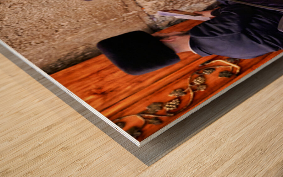 Prayer at the wailing wall in jerusalem by orthodox jews Wood print