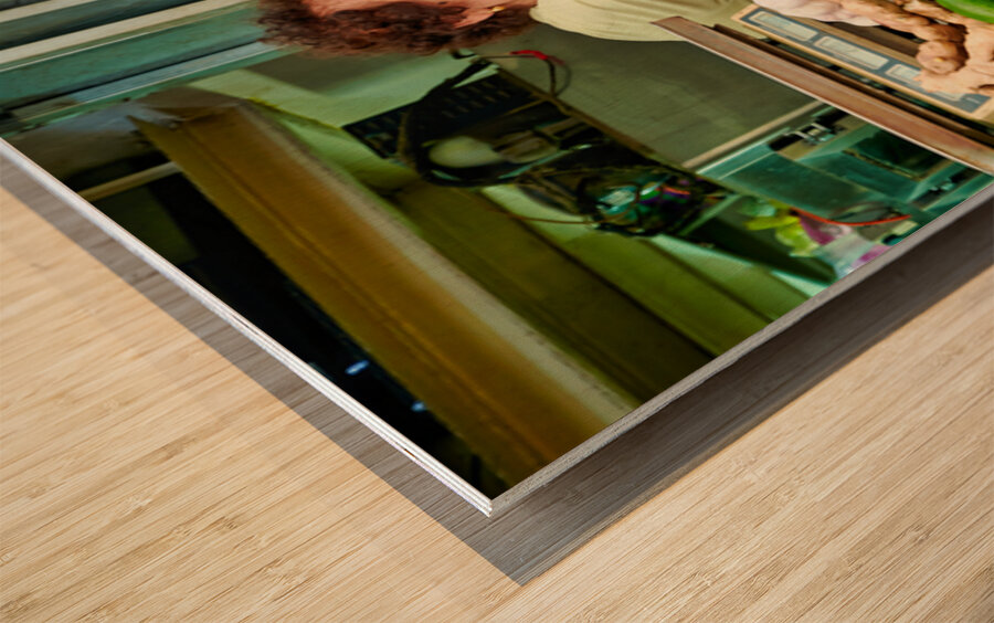 Local vendor sells fresh produce in Mahane Yehuda Market Wood print