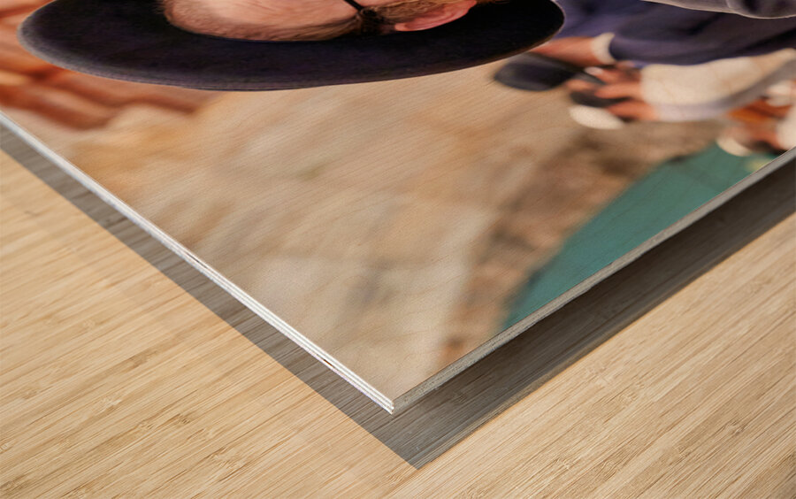 Orthodox Jews engaged in prayer at the Wailing Wall in Jerusalem Wood print