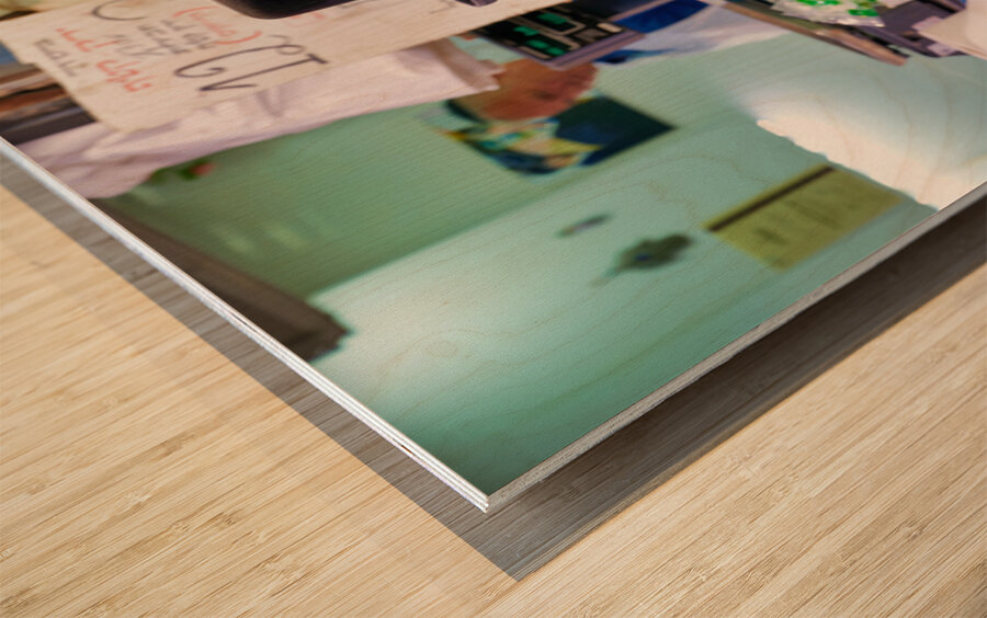 Elderly man in Mahane Yehuda Market in Jerusalem during a busy d Wood print