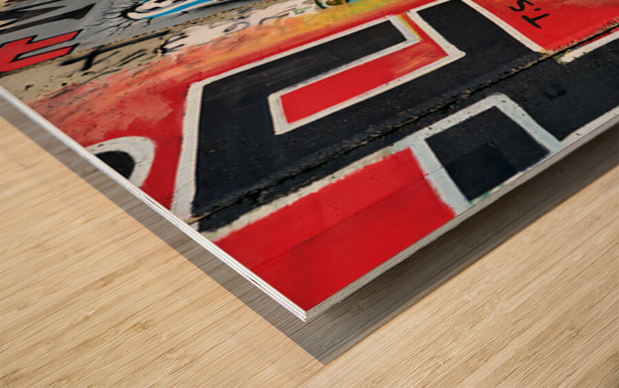 West bank separation wall with street art in Bethlehem Jerusale Wood print