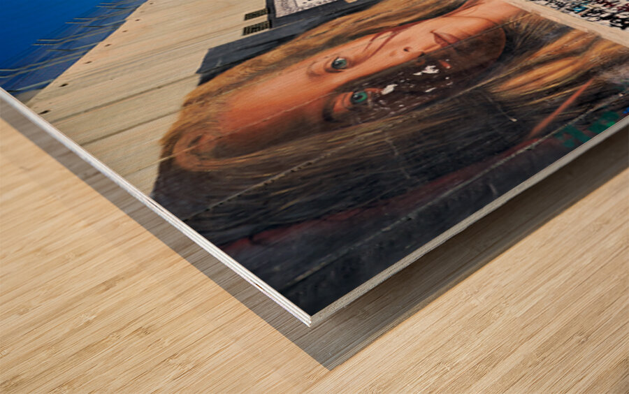 West Bank separation wall in Bethlehem shows murals and artwork Wood print