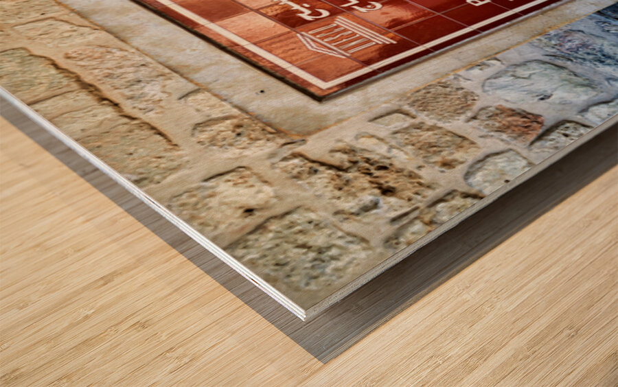 A sign marks the Church of the Nativity in Bethlehem Israel Wood print