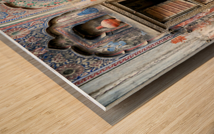 Decorated house in Mandawa showing traditional Shekhawati style Wood print