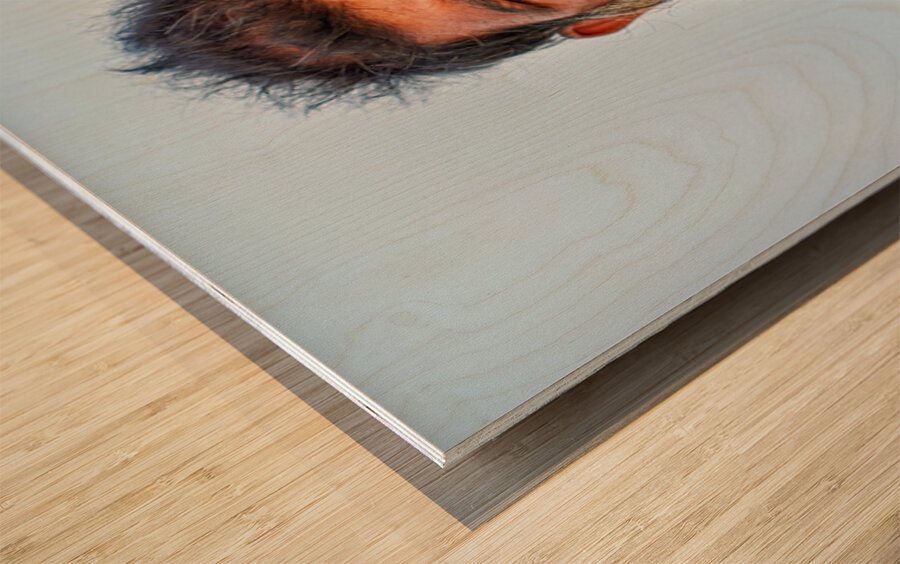 Portrait of a bearded man in Khimsar Rajasthan India Wood print